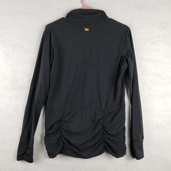 Lucy L Full Zip Performance Athletic Jacket Solid Black Lightweight Scrunch - Picture 9 of 9